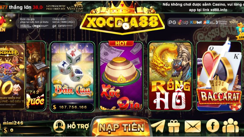 Xóc đĩa 2 Giao diện game xóc đĩa tại Xocdia88